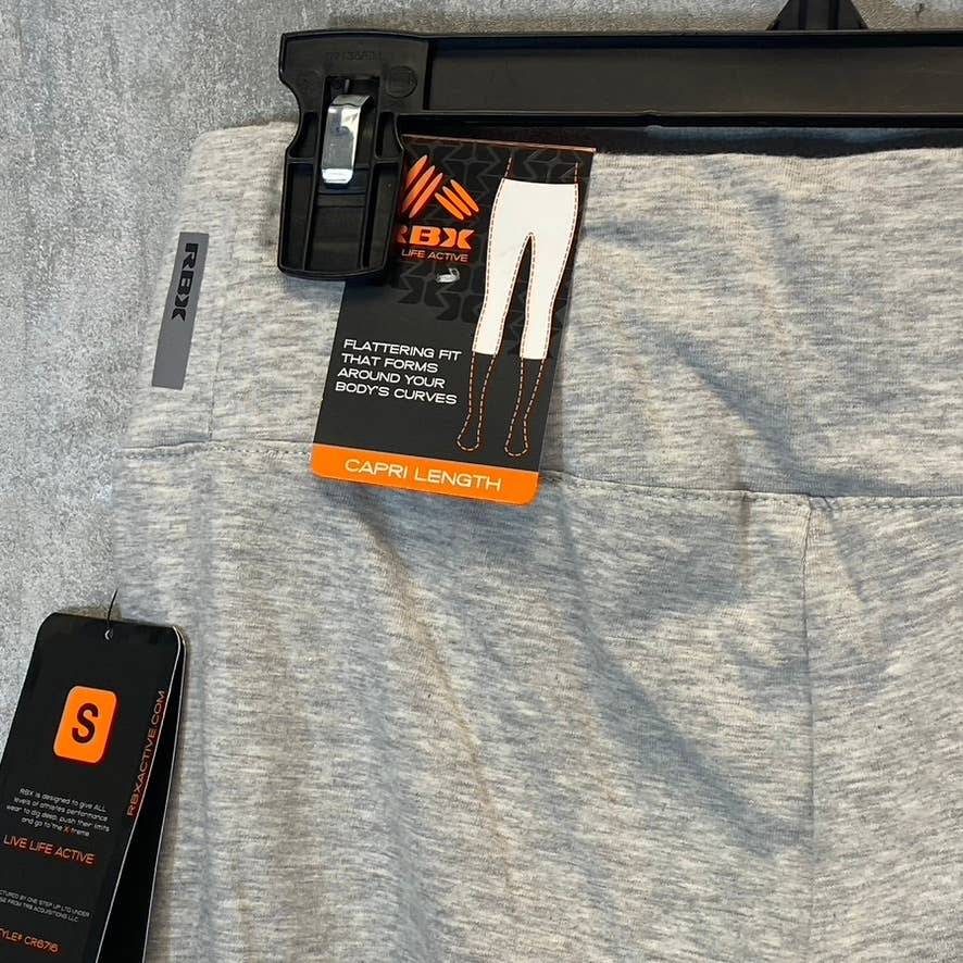 RBX Women's light Heather Grey Cutout Strappy Hem Pull-On Capri Leggings SZ S