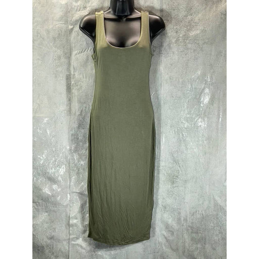 BAR III Women's Dusty Olive Scoop-Neck Bodycon Sleeveless Midi Tank Dress SZ XS