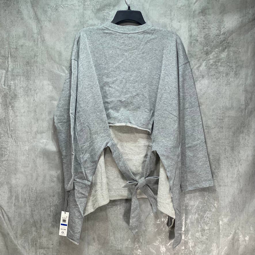 CALVIN KLEIN PERFORMANCE Grey Long Sleeve Tie-Back Top SZ XL
