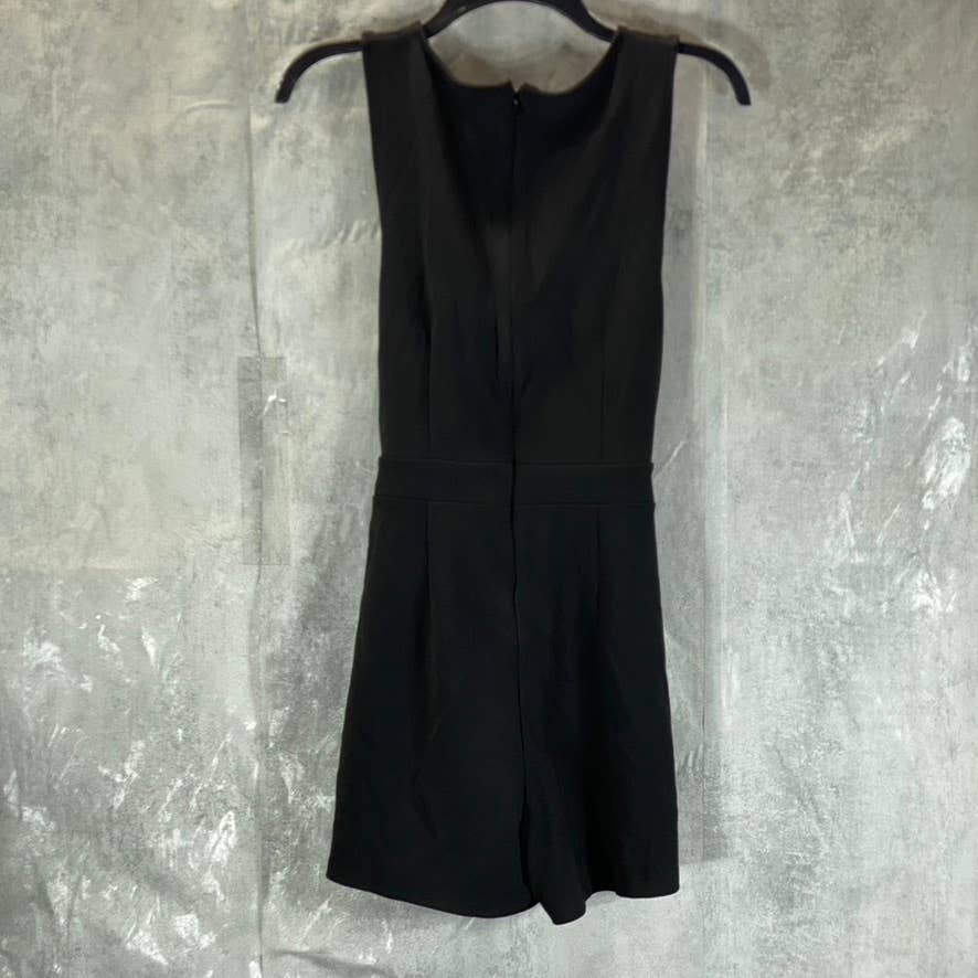 BAR III Women's Deep Black Cross-Front Cutout Pull-On Romper SZ 4