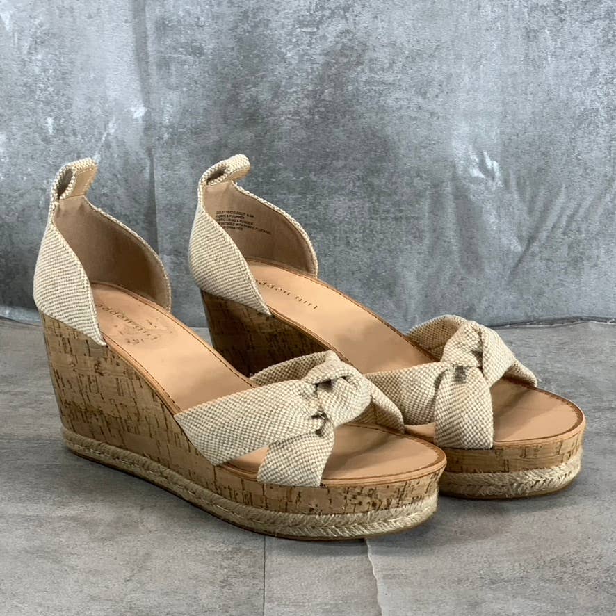 MADDEN GIRL Women's Oatmeal Multi Colette Open-Toe Wedge Platform Sandals SZ 9.5