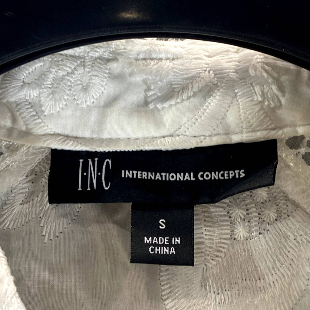 INC INTERNATIONAL CONCEPTS Women's Bright White Eyelash Embroidered Jacket SZ S