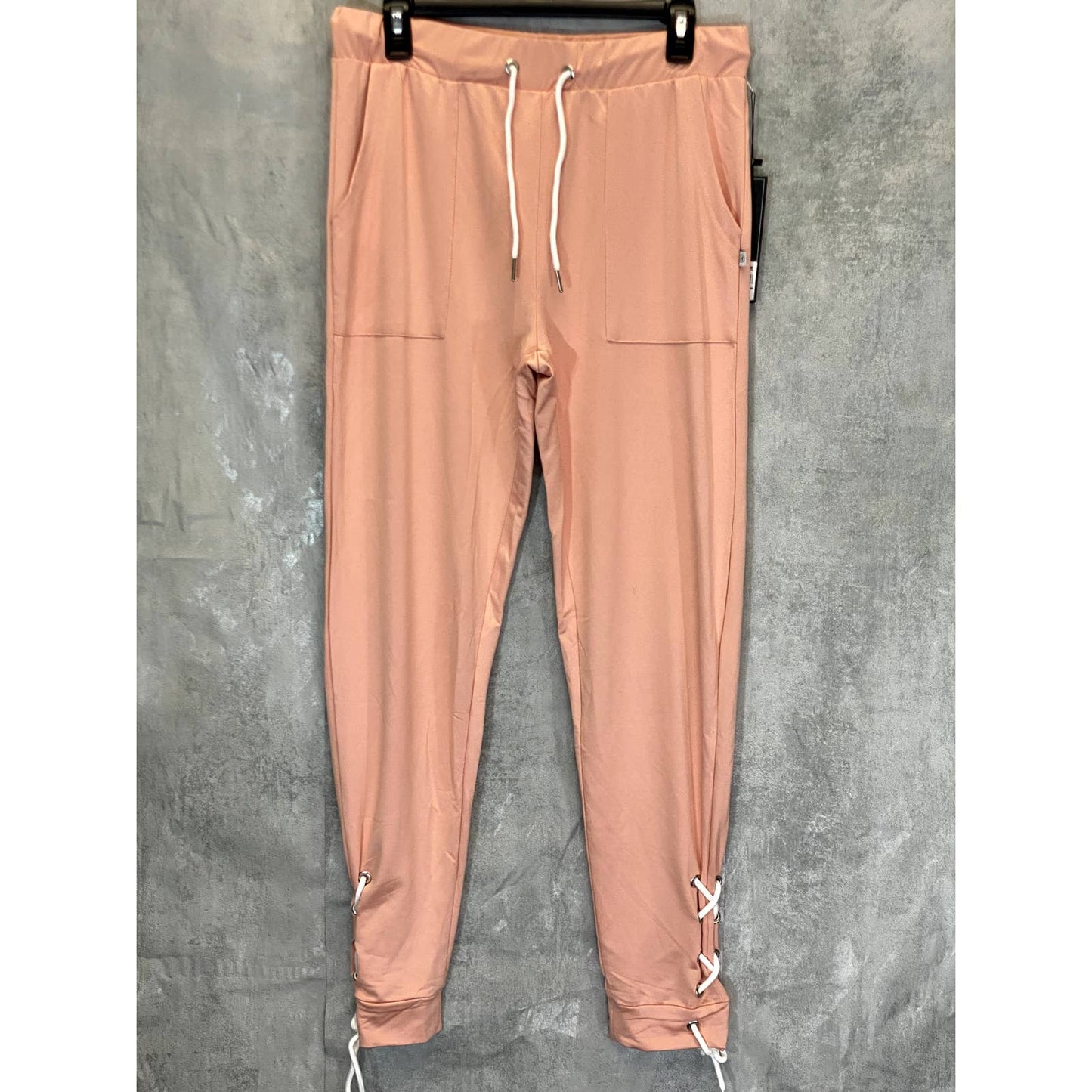 KAY UNGER Women's Peach Tie Hem Drawstring Pull-On Jogger Pants SZ L