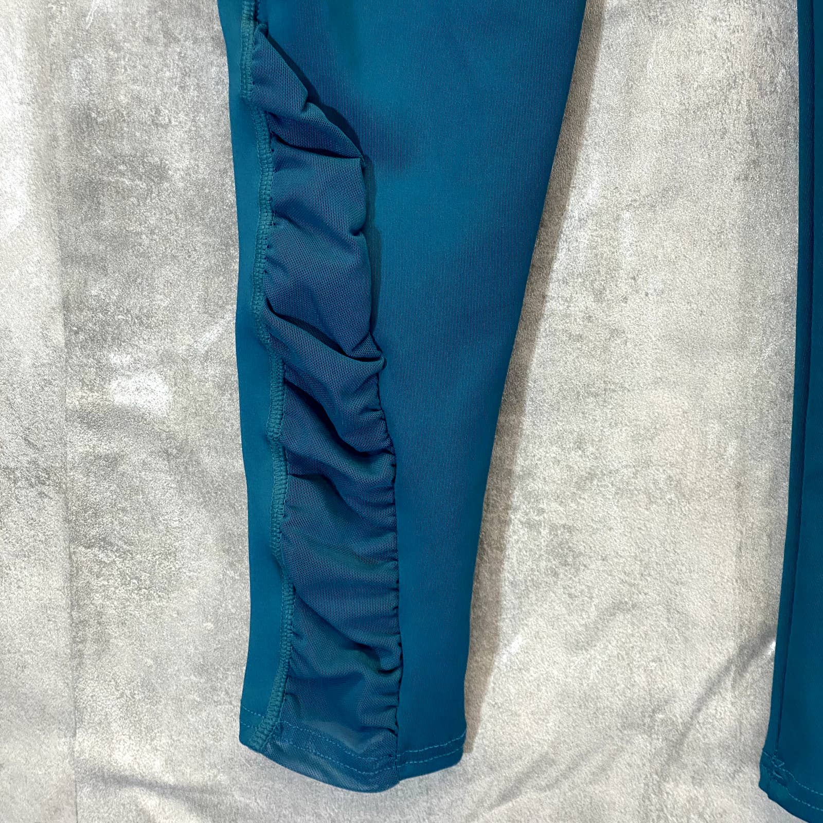KAY UNGER Women's Teal Mesh Leg Stretch High-Waist Pull-On Athletic Leggings SZ S