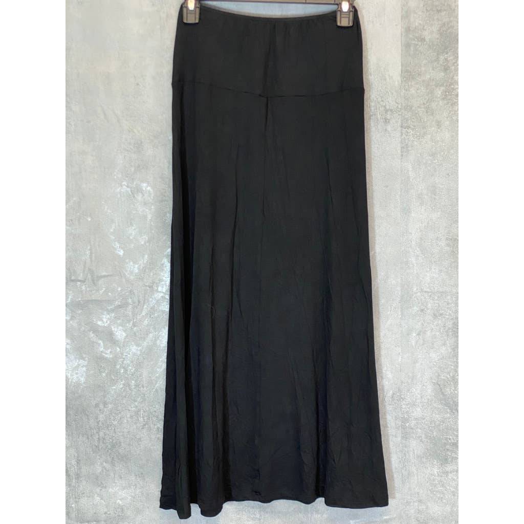 24/7 COMFORT APPAREL Women's Black Elastic Waist Pull-On Stretch Maxi Skirt SZ S