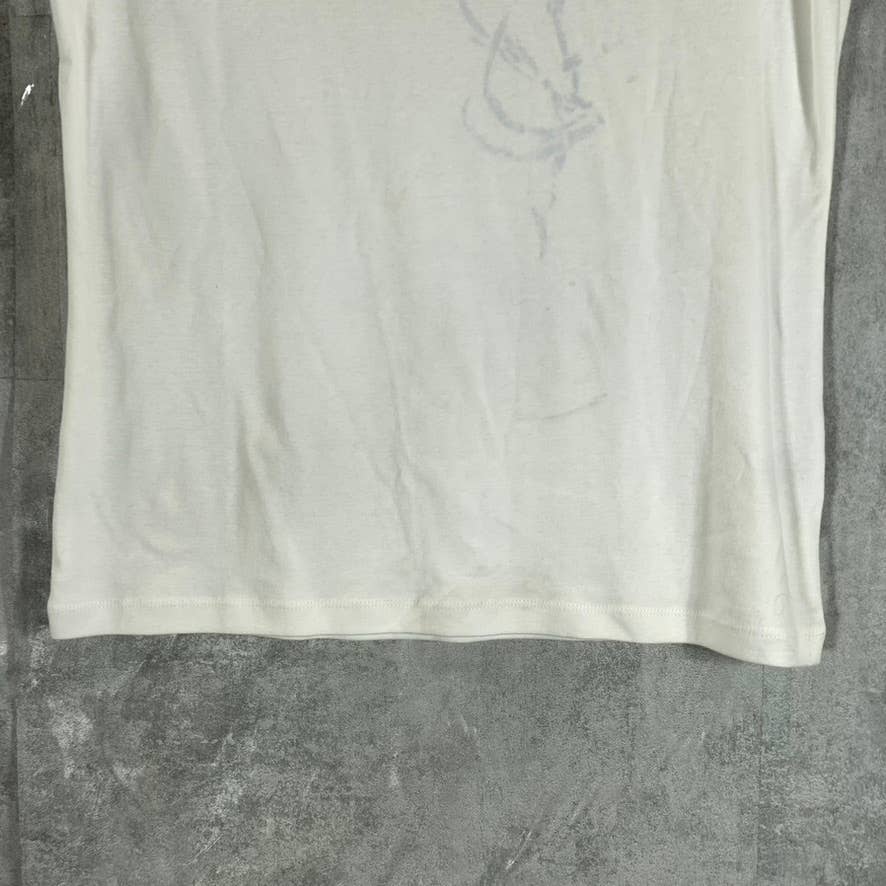 TOMMY HILFIGER Women's White Cotton Scoop-Neck Flag Logo T-Shirt SZ L