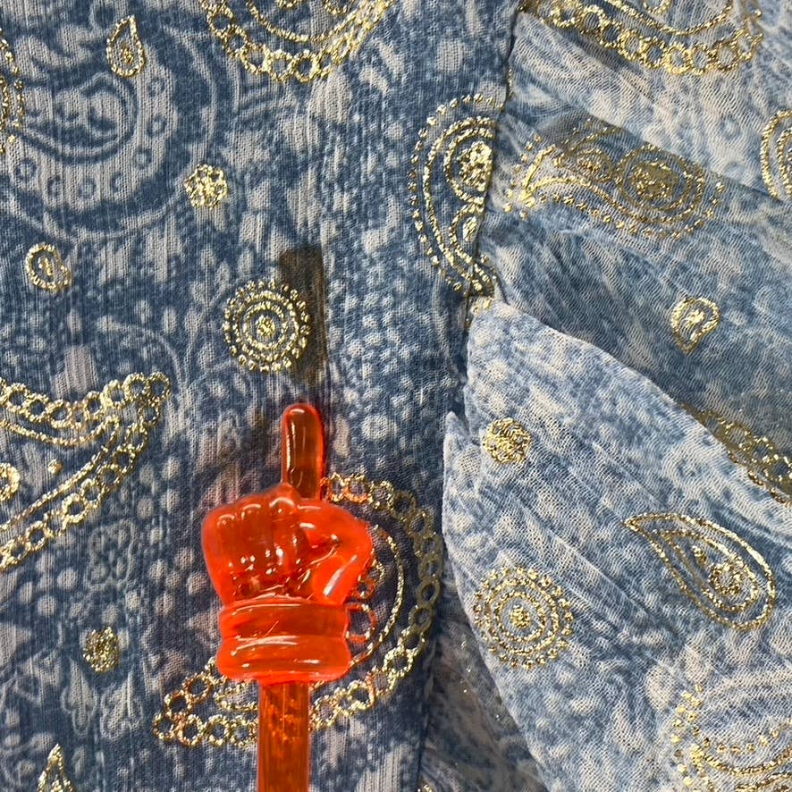 MICHAEL MICHAEL KORS Women's Petite Chambray Paisley Smocked Ruffle Dress SZ P/M