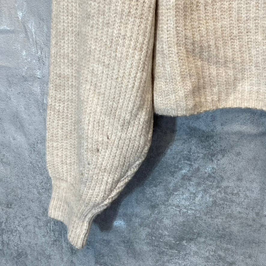 TOPSHOP Women's Nude Crewneck Knit Long Sleeve Pullover Crop Sweater SZ 8-10(M)