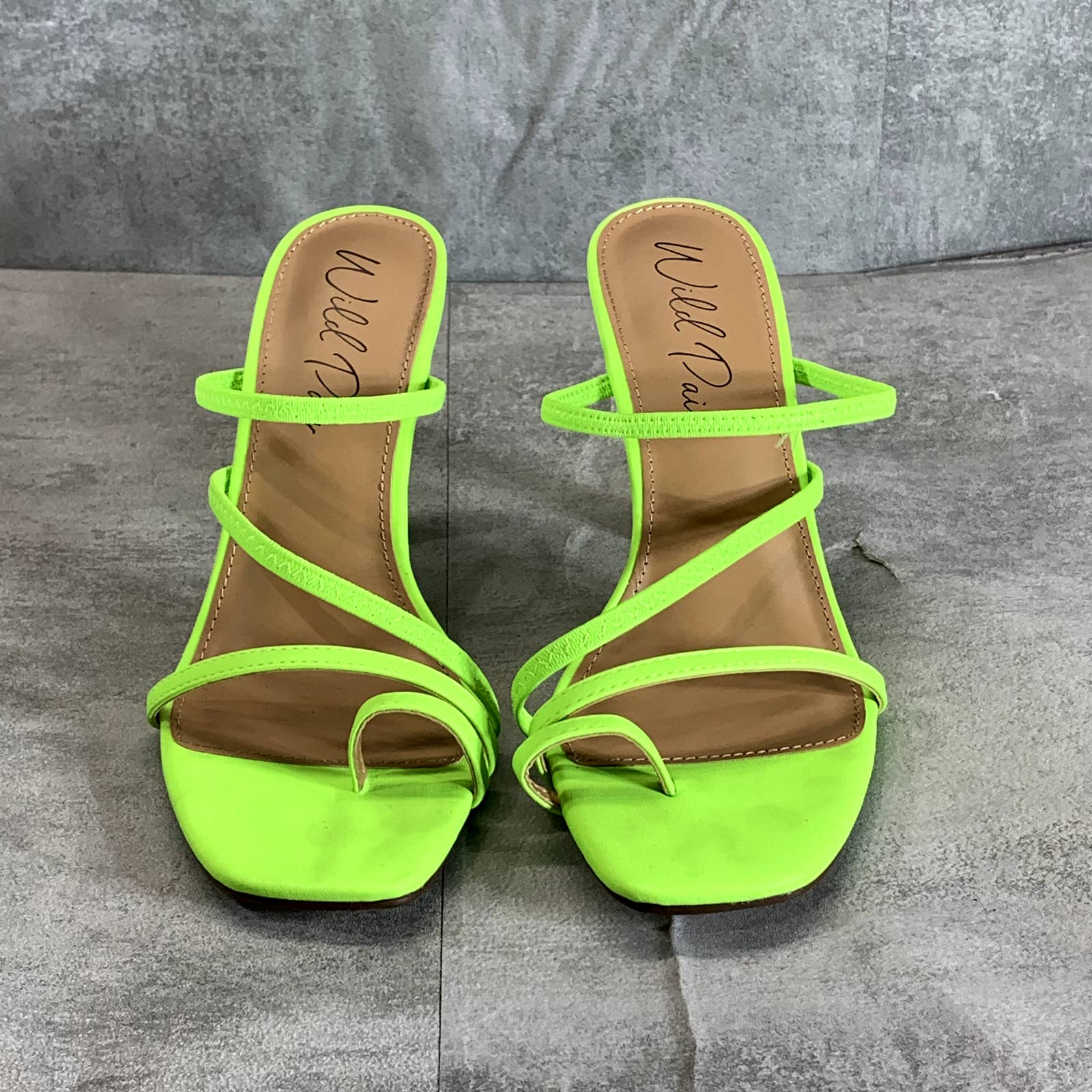 WILD PAIR Women's Citron Smooth Lenore Square-Toe Strappy Slip-On Sandals SZ 7.5