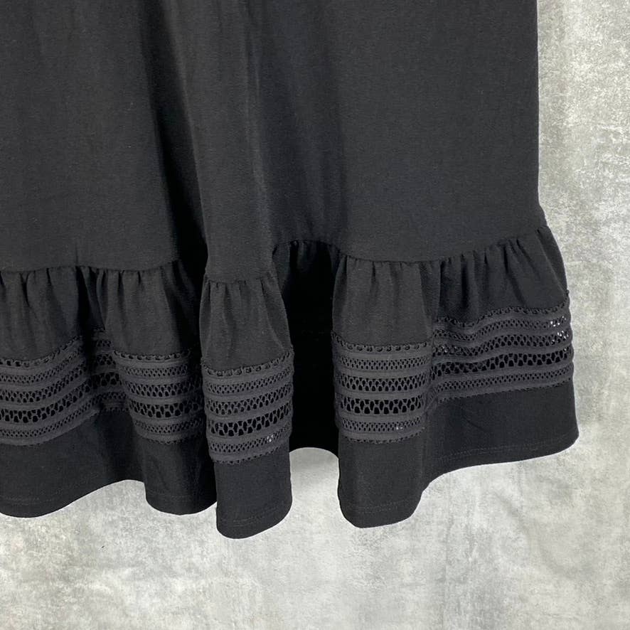 MICHAEL MICHAEL KORS Women's Deep Black Mixed-Mesh Short-Sleeve Mini Dress SZ M