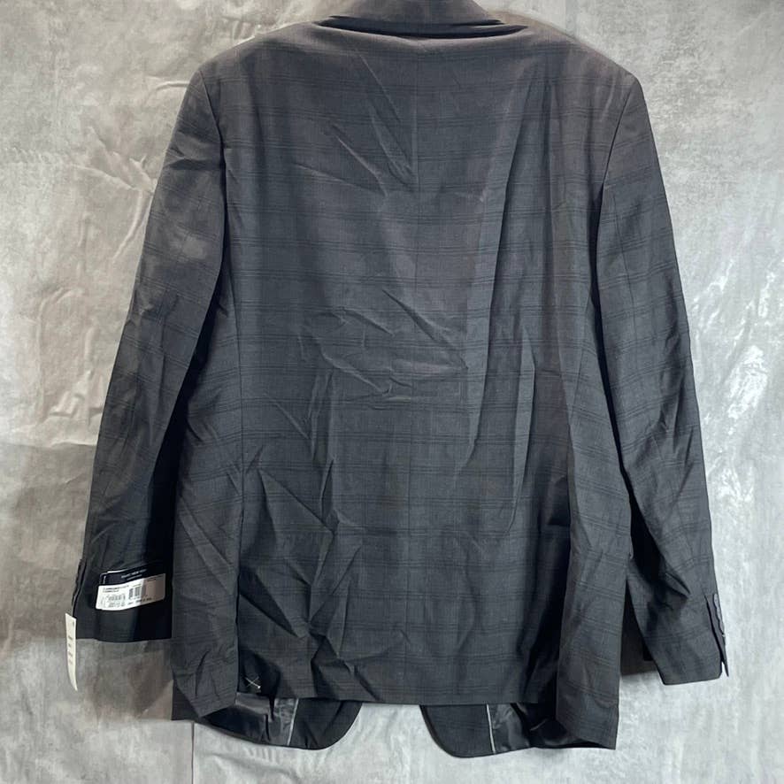 MARC NEW YORK Men's Light Grey Plaid Long Modern-fit Two-Button jacket SZ 46L