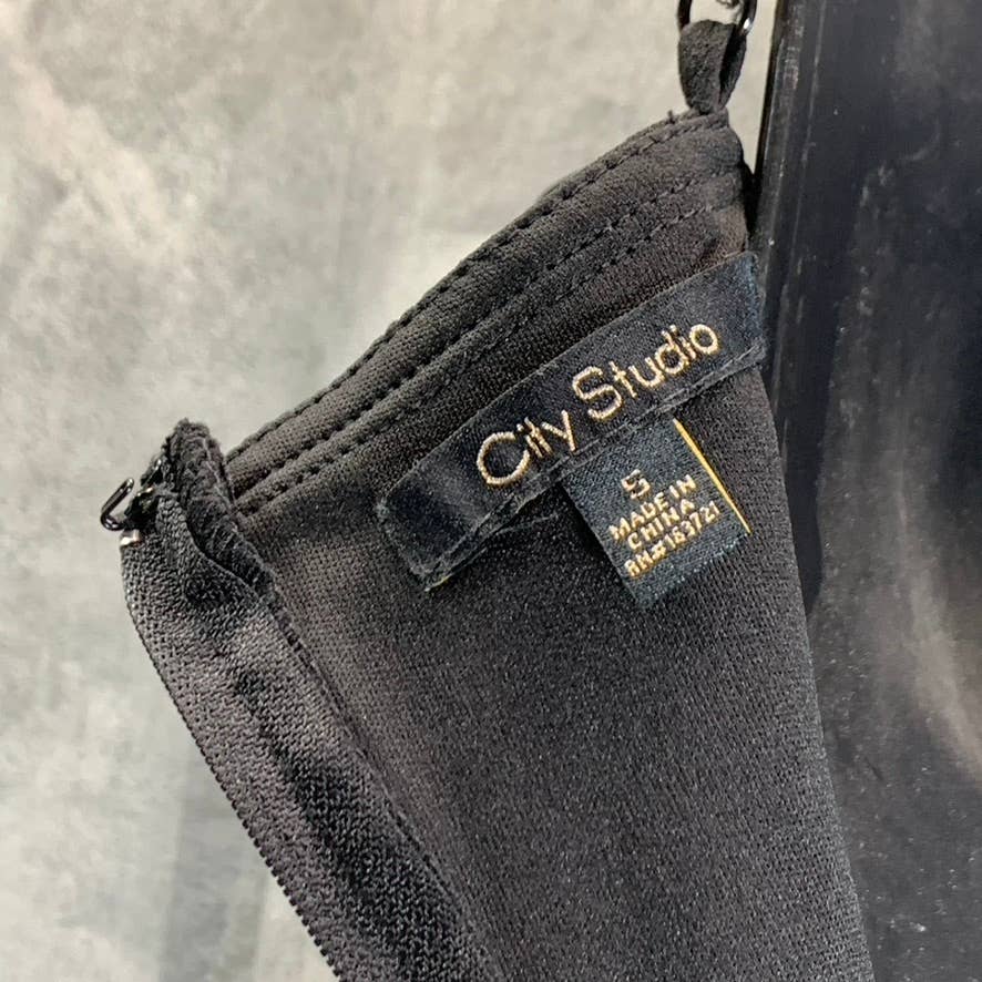 CITY STUDIO Juniors' Black Chain-Fringe Trim Sleeveless Bodycon Mini Dress SZ 5