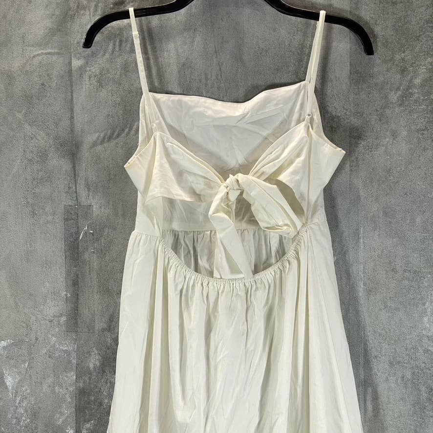 WAYF Women's Ivory Ollie Open Tie-Back Tiered Square-Neck Midi Dress SZ S