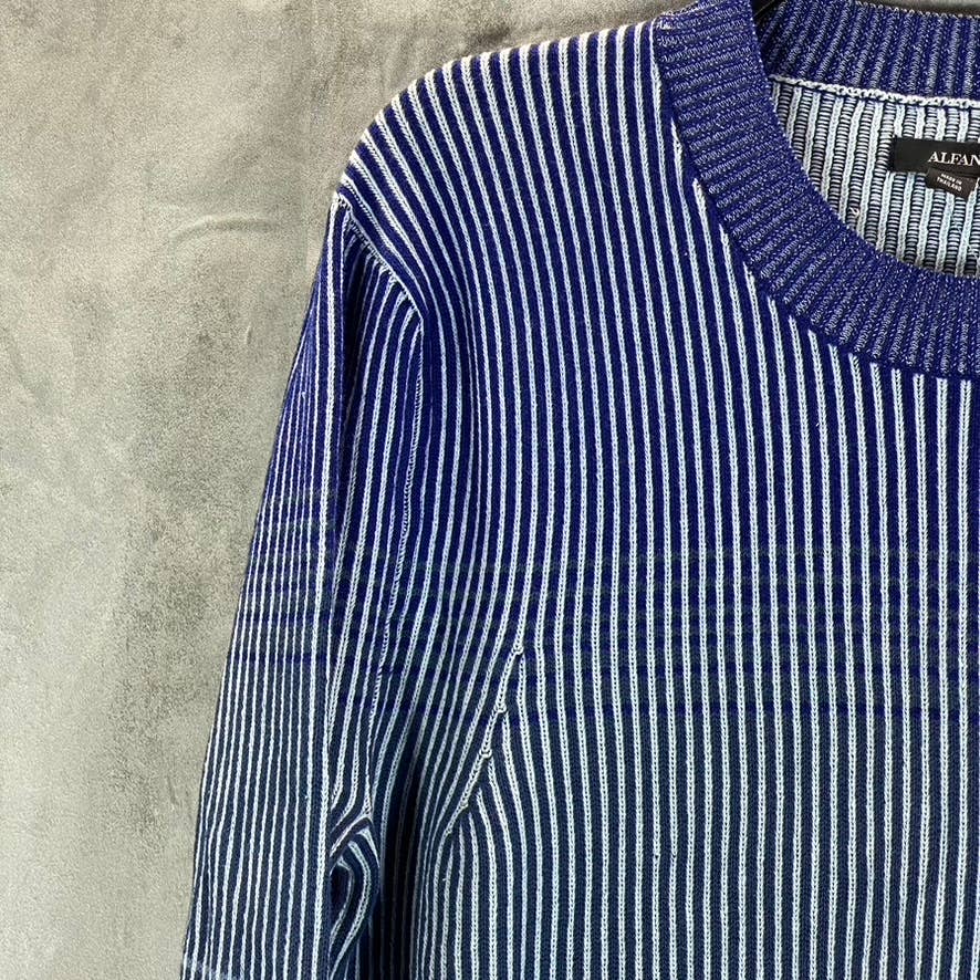 ALFANI Men's Blue Nite Escape Crewneck Ombre Striped Pullover Sweater SZ L