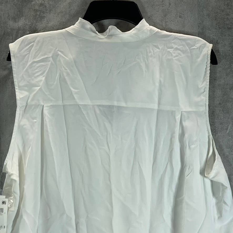 BAR III Women's Lily Ruffle V-Neck Sleeveless Button-Up Top SZ XL