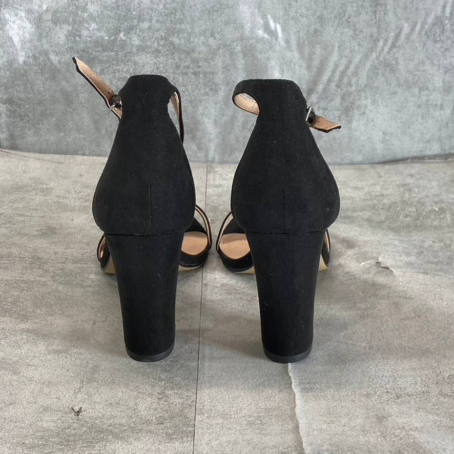 MADDEN GIRL Women's Black Fabric Bella Two-Piece Block-Heel Sandals SZ 7