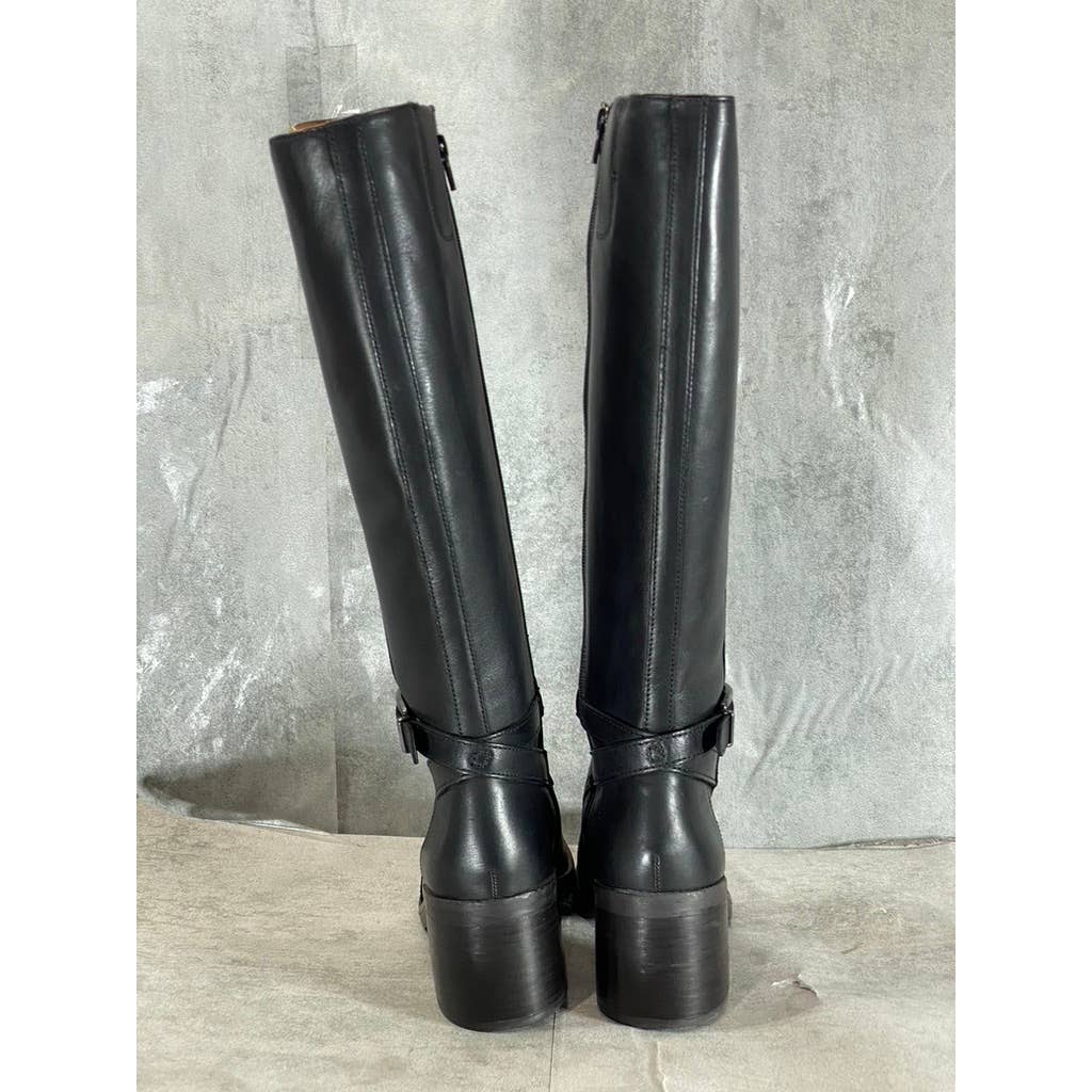 NATURALIZER Women's Black Leather Elliot Square-Toe Knee-High Boots SZ 7.5