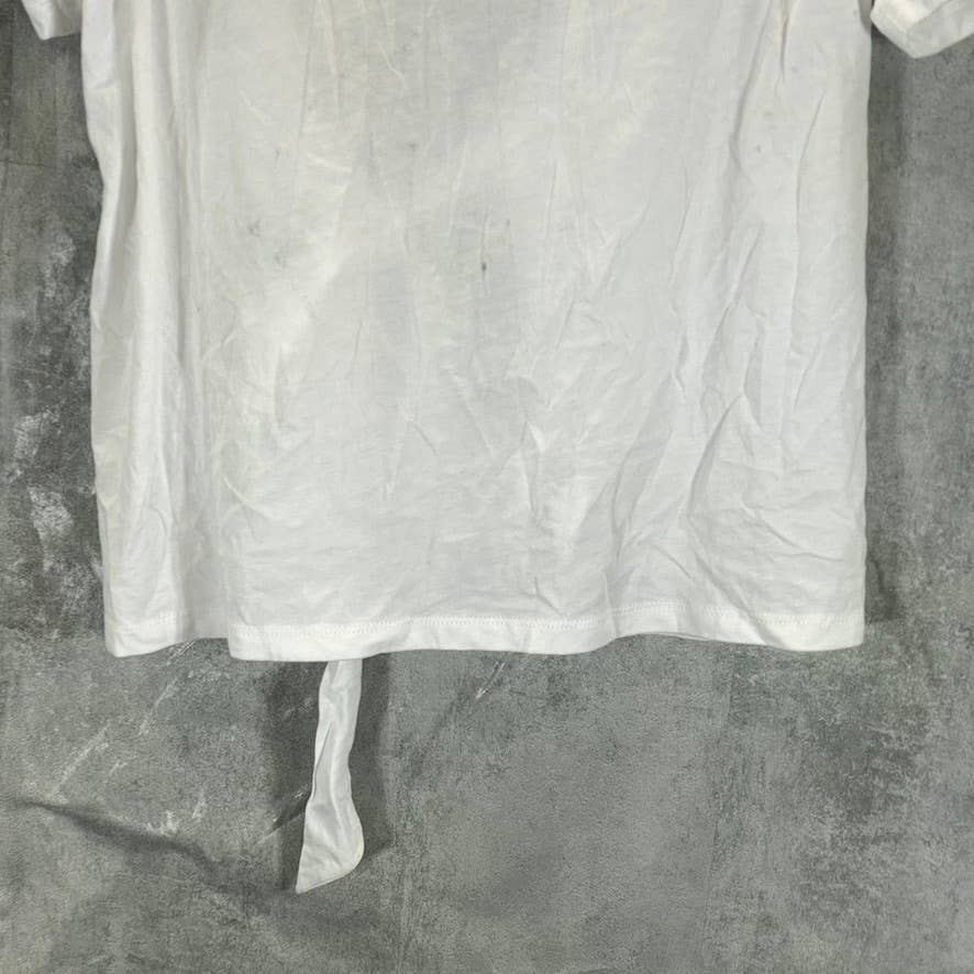GUESS Women's White Open-Back Tie Detail Crewneck Short-Sleeve T-Shirt SZ L