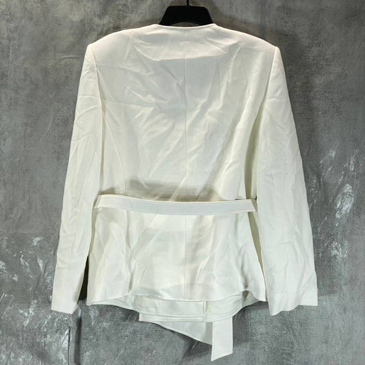 TAHARI ASL Women's Ivory Asymmetrical Belted Wrap Blazer SZ 14