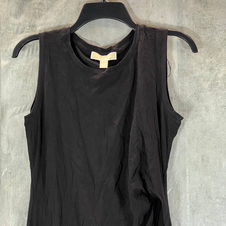 MICHAEL MICHAEL KORS Women's Petite Black Sleeveless Asymmetrical Sheath Dress