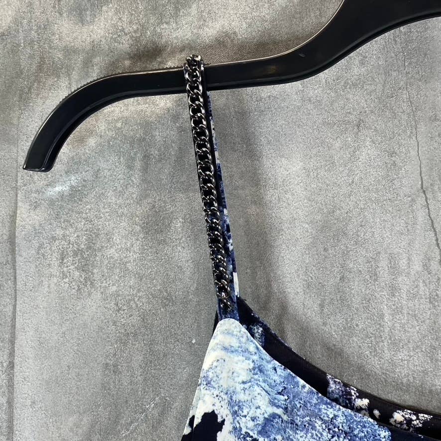 BELLDINI Black Label Women's Metallic Marble Chain-Strap Printed Dress SZ XL