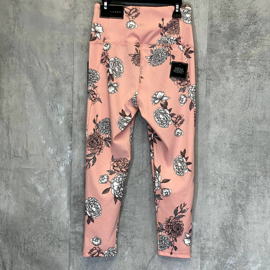 KAY UNGER Women's Pretty Peony Peach Floral Print High-Rise Capri Leggings SZ M