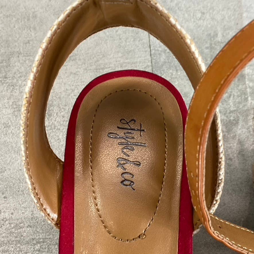 STYLE & CO Women's Red Mailena Closed-Toe Wedge Espadrille Sandals SZ 9