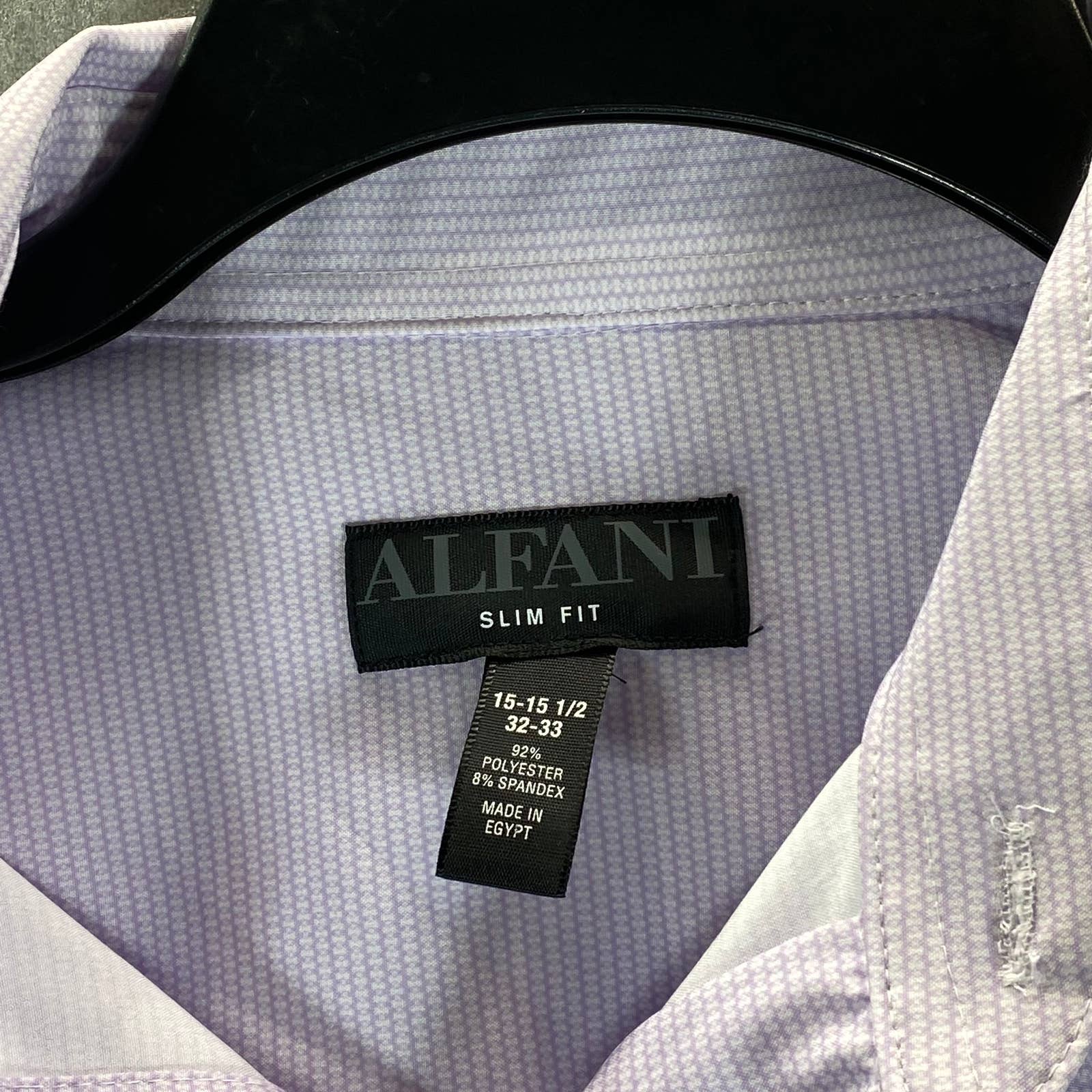 ALFANI Men's Lavender Mini Geo-Print Slim-Fit Stretch Shirt SZ 15-15.5 32/33