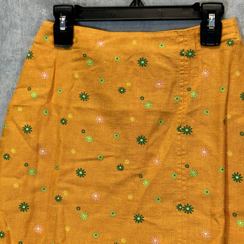 ABOUND Women's Orange Asterisk Floral Print Back Zip Linen Blend Mini Skirt SZ XXS