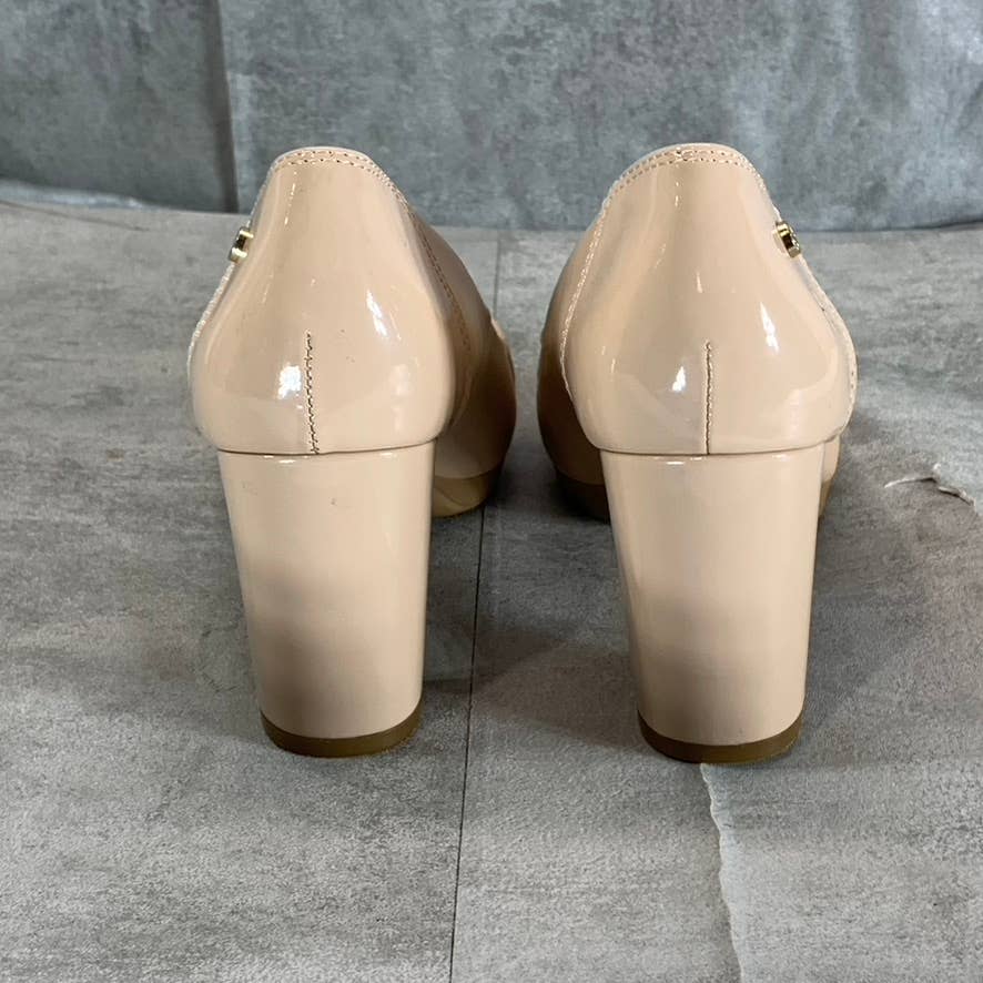 GIANI BERNINI Women's Nude Smooth Laynne Round Cap-Toe Block-Heel Pumps SZ 6