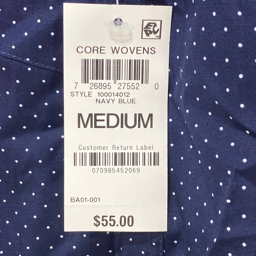 CLUB ROOM Navy Micro Dot Print Stretch Cotton Long Sleeve Shirt SZ M