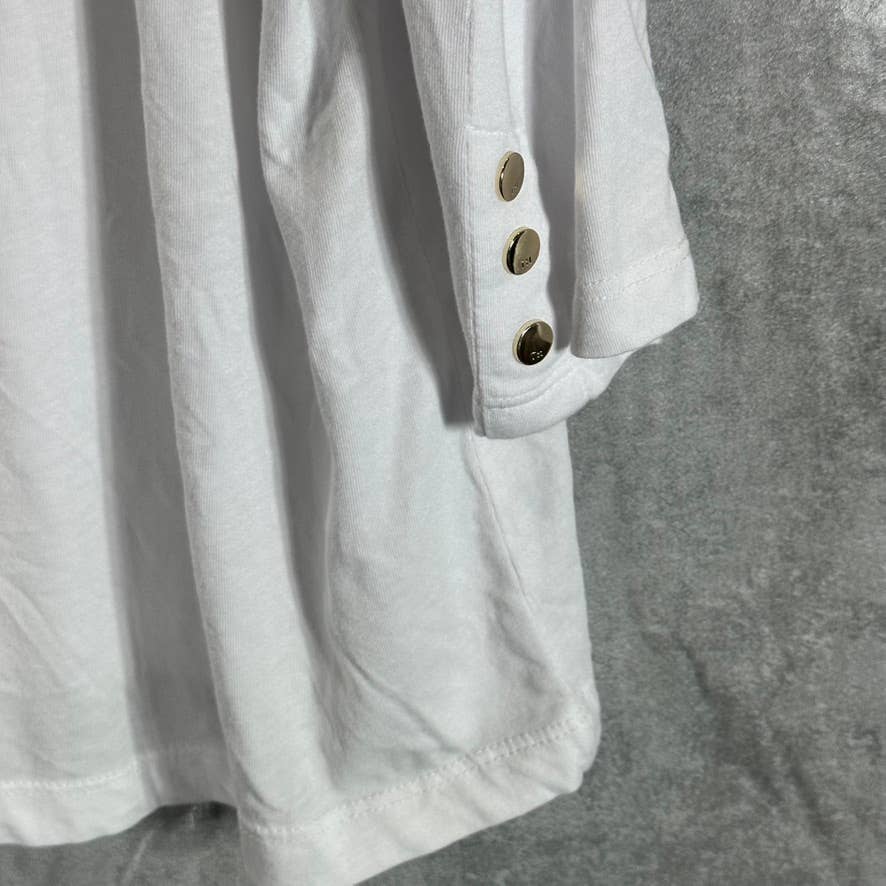TOMMY HIFIGER Women's Bright White Scoop-Neck 3/4 Puff-Sleeve Top SZ 2XL