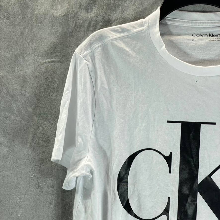 CALVIN KLEIN Men's Brilliant White Monogram Logo Graphic Crewneck T-Shirt SZ M