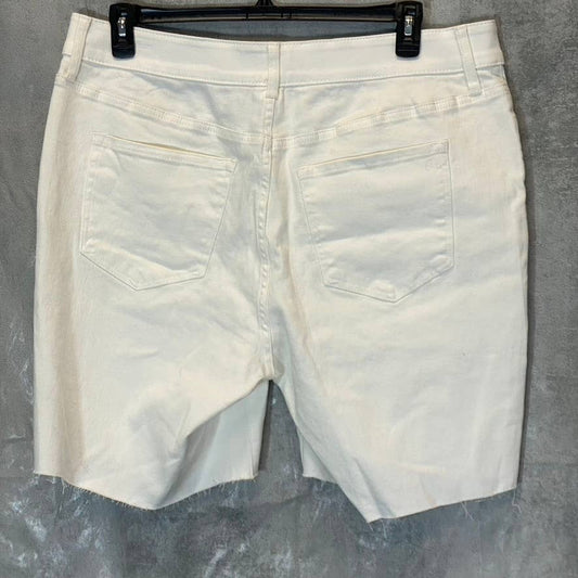 AMERICAN RAG CIE Women's Plus Size Orchid White High-Rise Raw Hem Denim Shorts SZ 16W