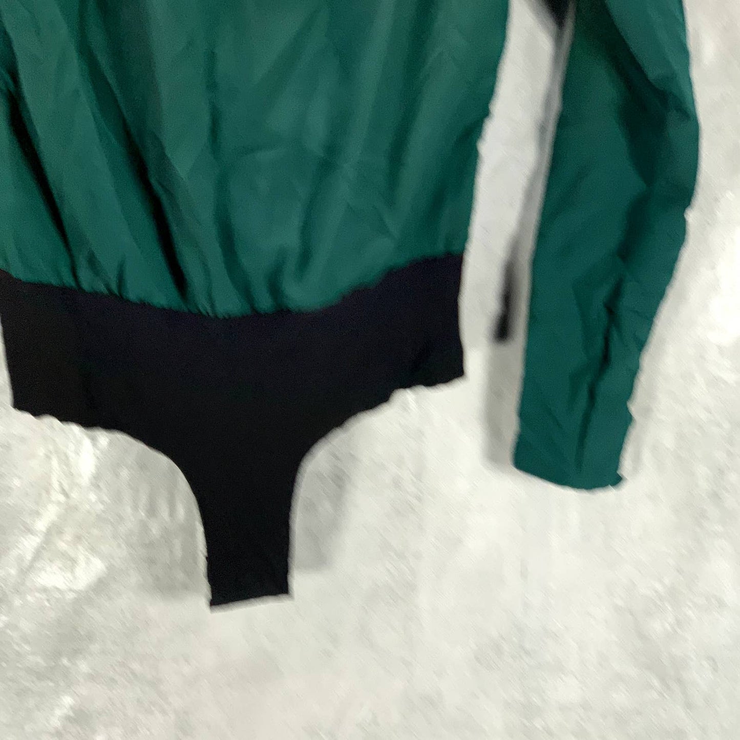 BAR III Women's Forest Edge Faux-Wrap Long-Sleeve Bodysuit SZ 2XS