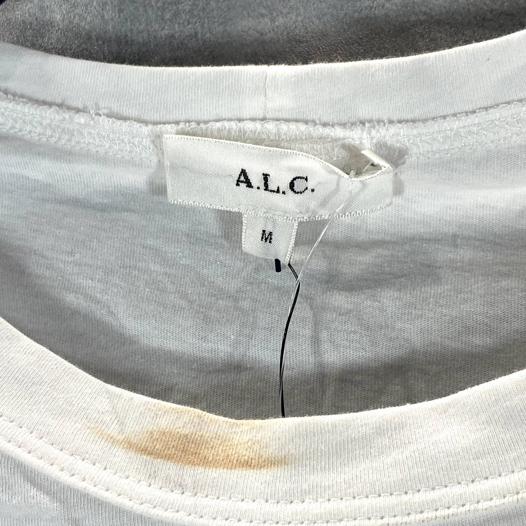 A.L.C Women's White Crewneck Puff-Sleeve Poole Tee SZ M