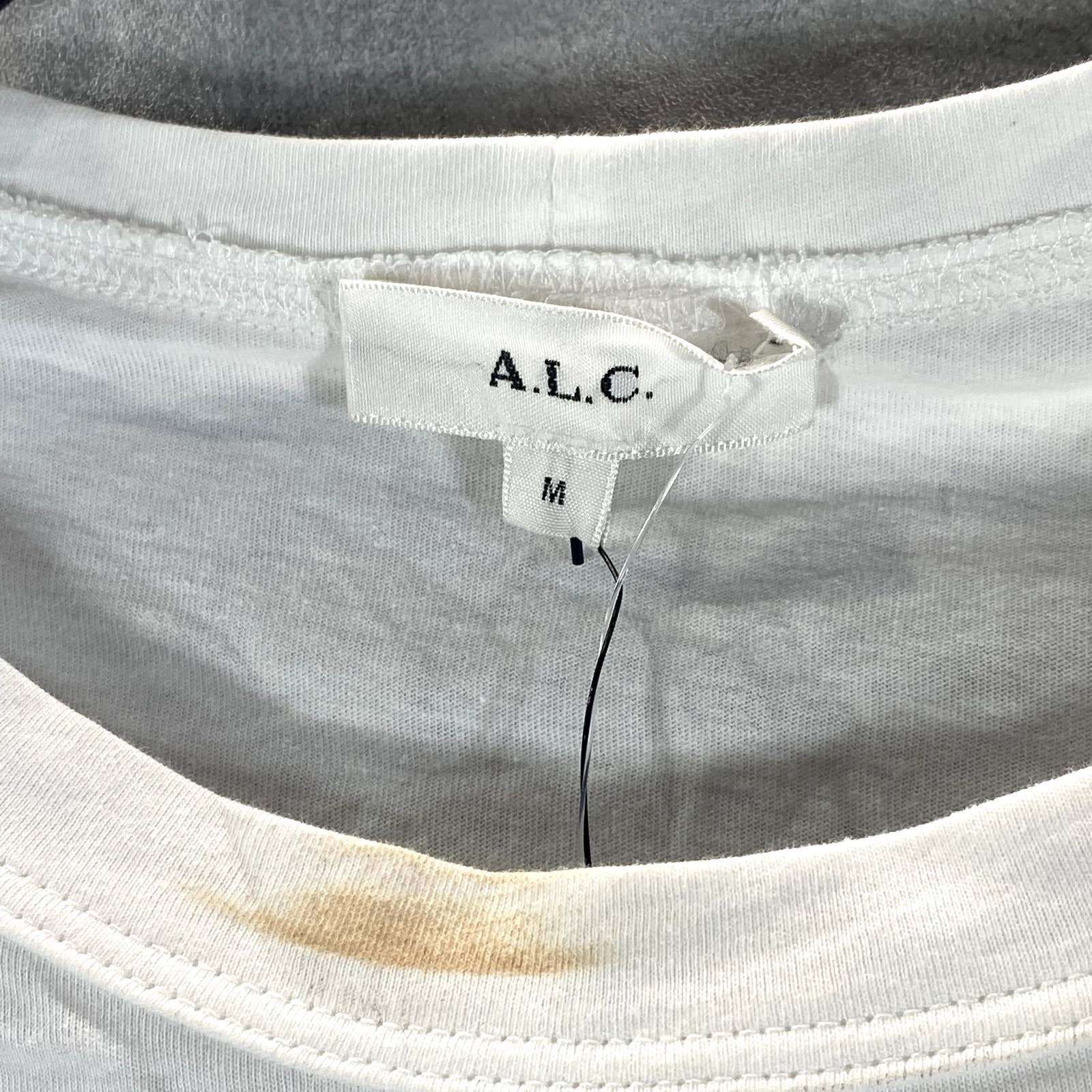 A.L.C Women's White Crewneck Puff-Sleeve Poole Tee SZ M