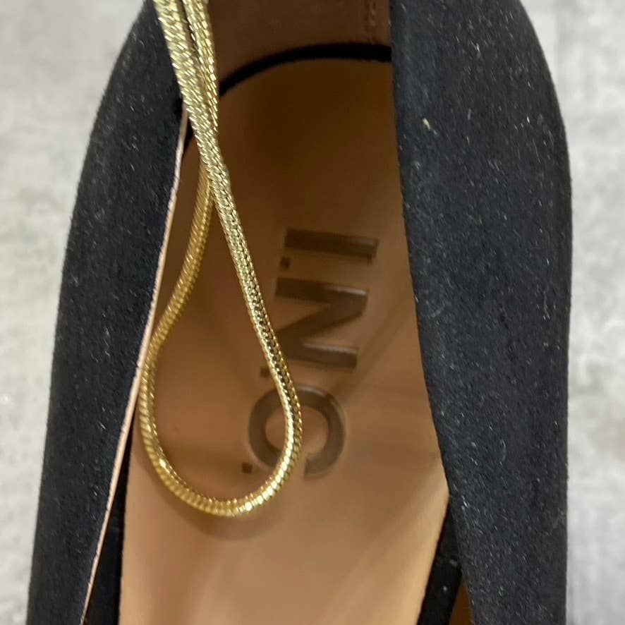 INC INTERNATIONAL CONCEPTS Women's Black Micro Sadelle Chain-Detail Pumps SZ 9