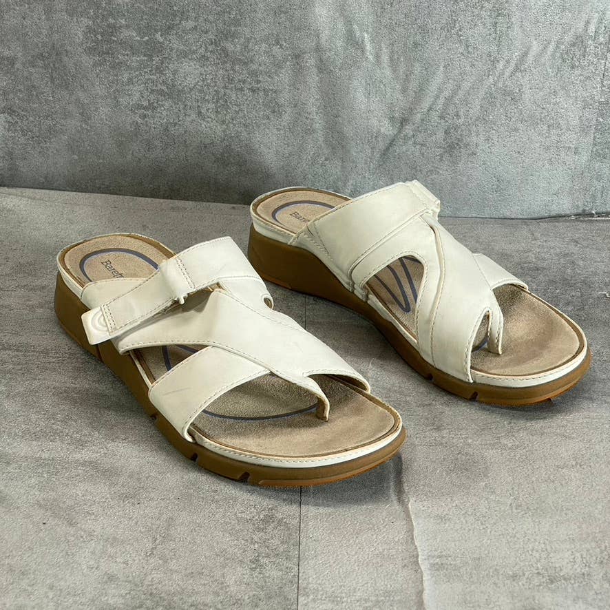 BARETRAPS Women's White Nalani Slip-Resistant Round-Toe Toe-Loop Slide Sandals