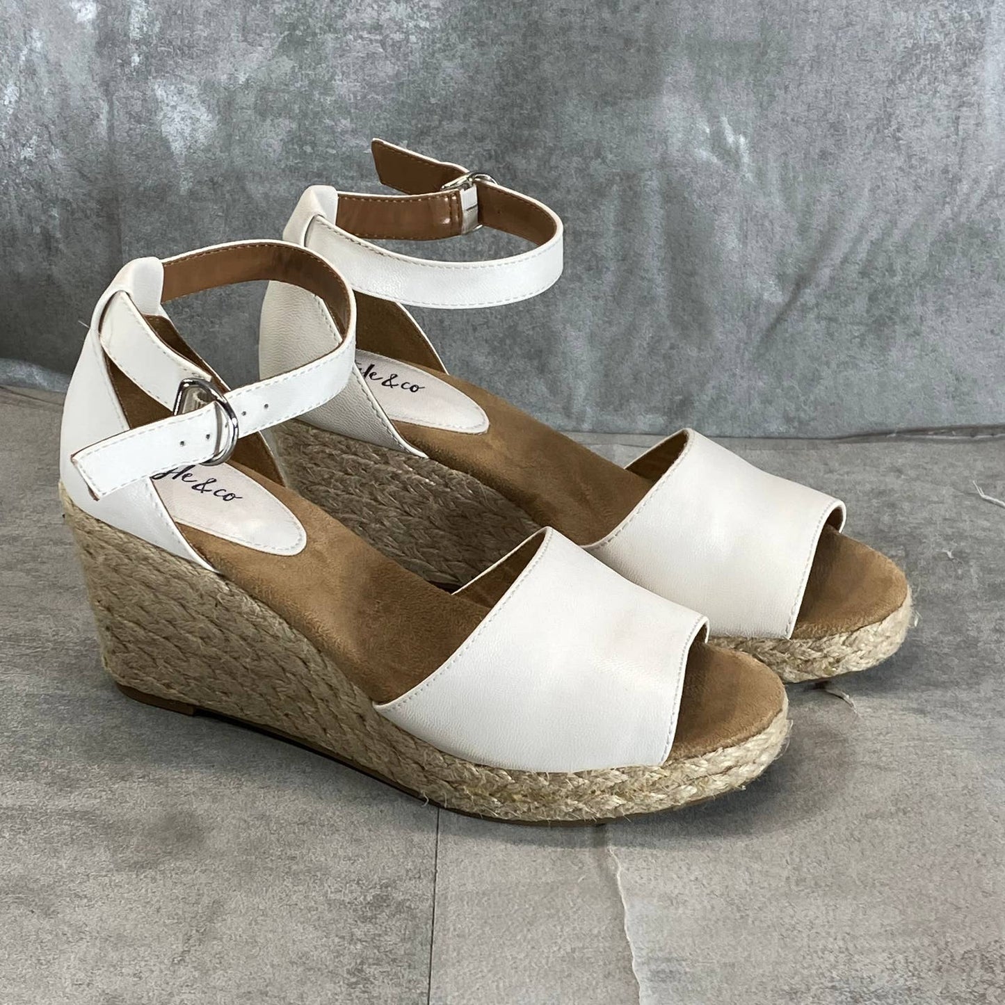 STYLE & CO Women's White Seleeney Round Open-Toe Wedge Espadrille Sandals SZ 7