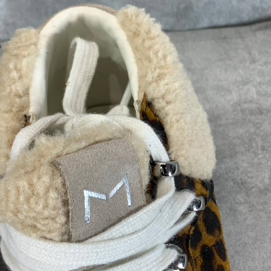 MARC FISHER LTD Women's Animal Print Beige Merin Faux-Fur Lace-Up Sneakers SZ 6