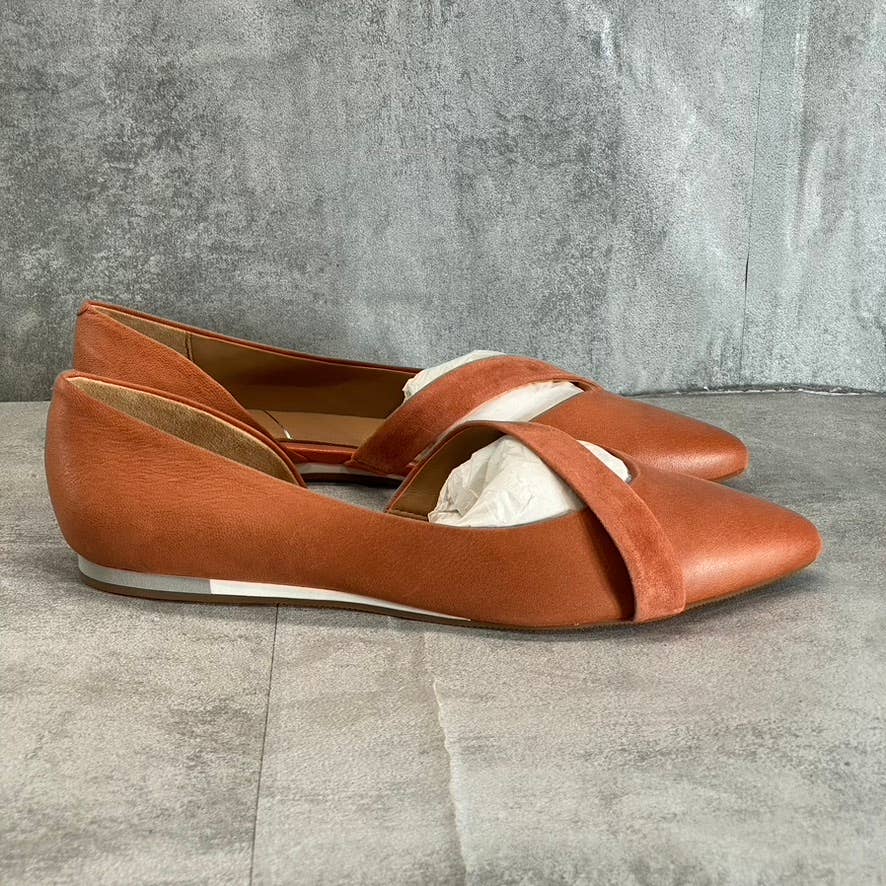 SAVA Women's Coral Leather Lennox Pointed-Toe Slip-On Memory Foam Flats SZ 9.5