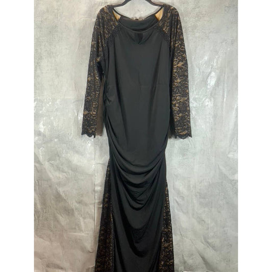 KIMI + KAI Women's Black Maternity Bella Mermaid Long-Sleeve Maxi Gown SZ XL