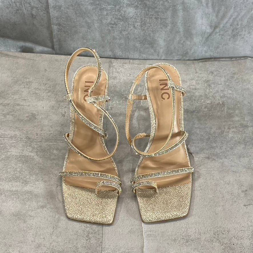 INC INTERNATIONAL CONCEPTS Women's Champagne Crystal Arti Strappy Sandals SZ 7.5