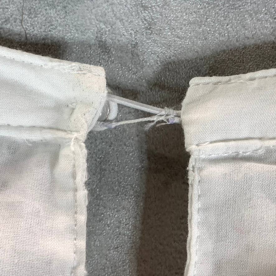 CHARTER CLUB Women's Bright White Crewneck Eyelet Flutter Short-Sleeve Top SZ L