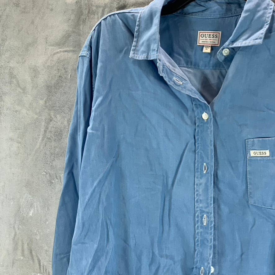 GUESS Women's Othonna Pauleta Button-Front Long-Sleeve Top SZ XL