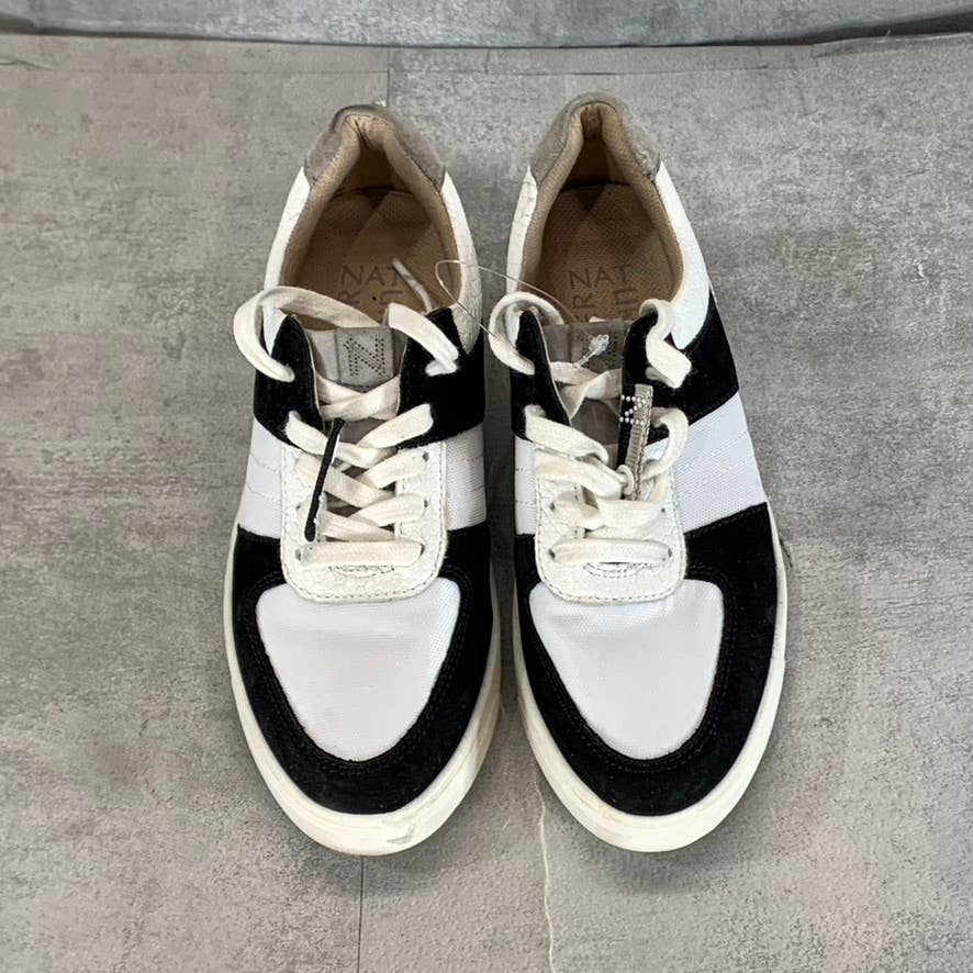 NATURALIZER Women's Black/White Leather Hadley Lace-Up Sneakers SZ 4