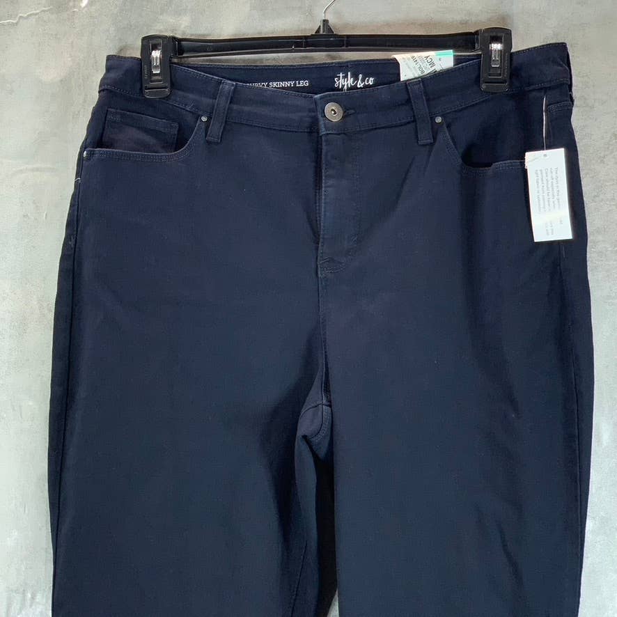 STYLE & CO Women's Navy Curvy-Fit Long Length Mid-Rise Tummy Control Jeans SZ16L