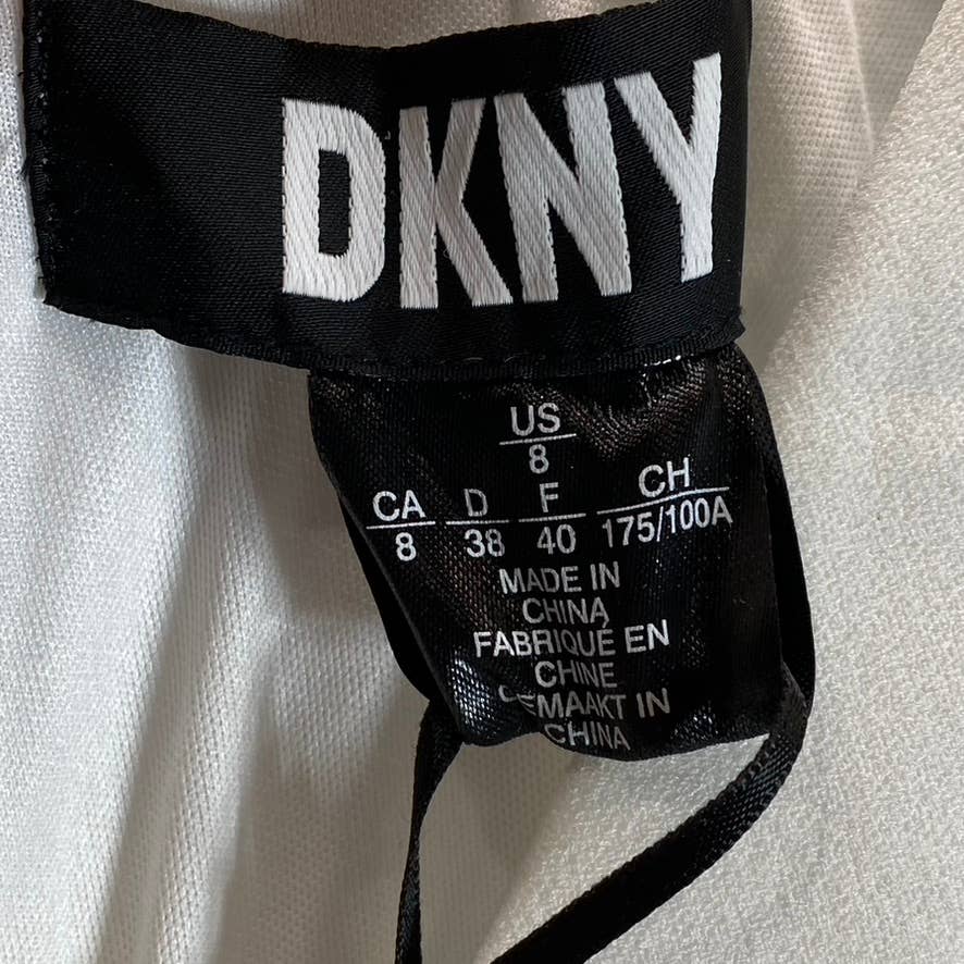 DKNY Women's Ivory V-Neck Beaded Spaghetti Straps Mermaid Maxi Gown SZ 8