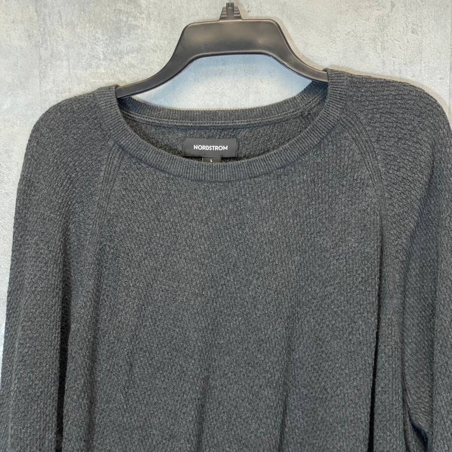 NORDSTROM Men's Grey Charcoal Heather Knit Pullover Crewneck Sweater SZ L